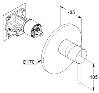 Встраиваемый смеситель для душа Kludi Bozz чёрный матовый 386553976